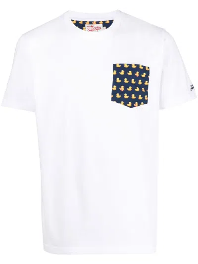 Mc2 Saint Barth T-shirt Con Tasca Stampa Ducky Blanche01235b