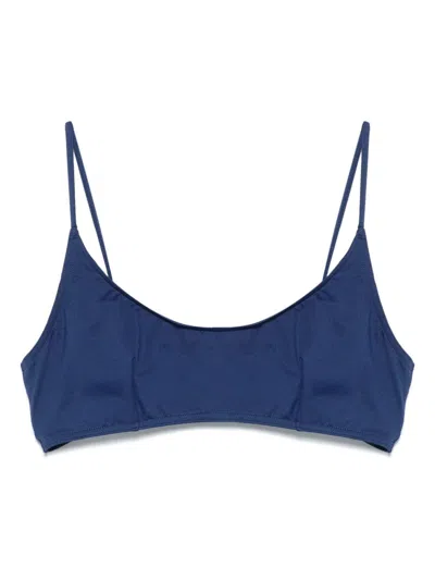 Mc2 Saint Barth Navy Blue Basic Bikini Top In Blue