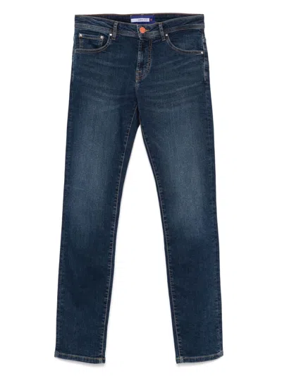 Manuel Ritz Jeans With Logo Application In Blue