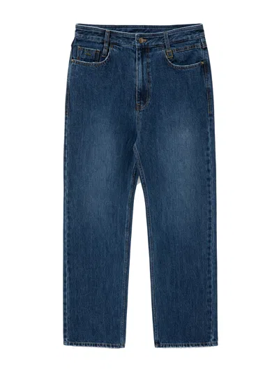 Wooyoungmi Indigo Blue Classic Straight-leg Jeans With Five-pocket Design In Blue