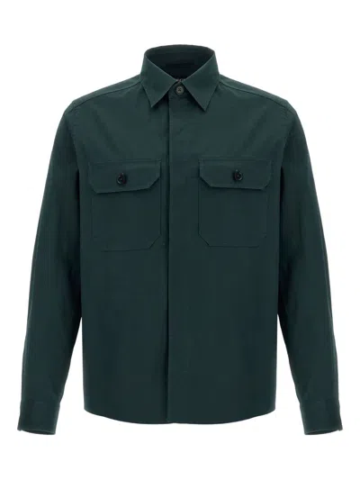 Zegna Camicia Con Tasche In Green