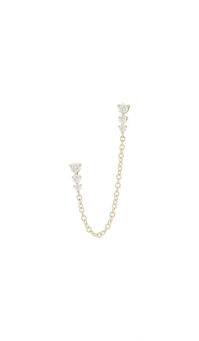 Ef Collection Graduated Diamond Double Chain Stud Earring