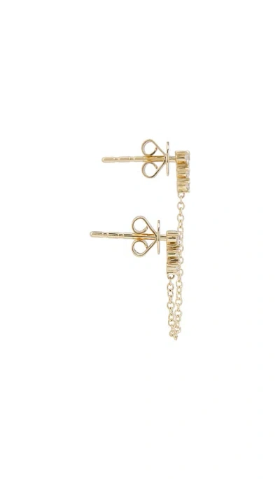 Ef Collection Graduated Diamond Double Chain Stud Earring