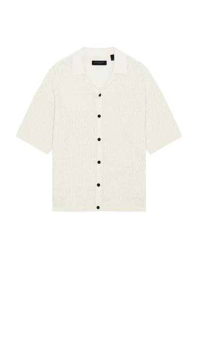 Allsaints Loire Short Sleeve Open Knit Cardigan In White