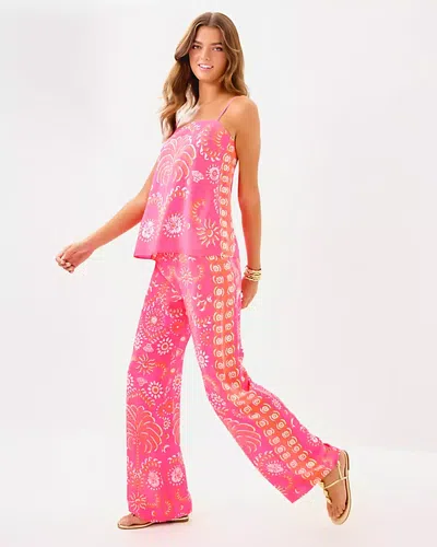 Lilly Pulitzer 32" Vianna Silk Palazzo Pant In Pink