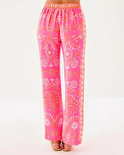 Lilly Pulitzer 32" Vianna Silk Palazzo Pant In Pink