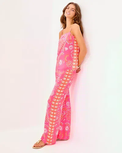 Lilly Pulitzer 32" Vianna Silk Palazzo Pant In Pink