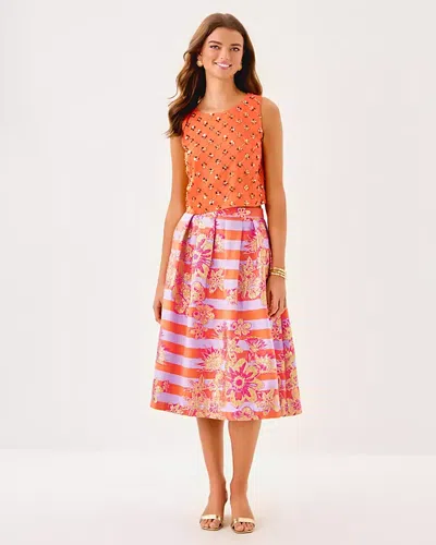 Lilly Pulitzer Lathan Sleeveless Beaded Cropped Top In Orange