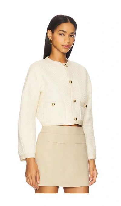 Frame Womens Cream Multi The Trim Cropped Wool-blend Jacket In Neutral