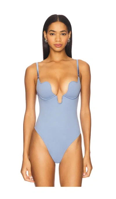 Fleur Du Mal Le Stretch Micro U Plunge Bodysuit In Purple