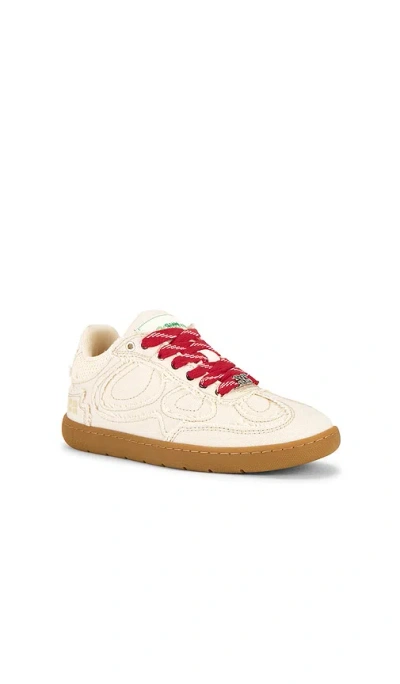Ganni 08 Canvas Raw Edge Sneakers Parchment In Neutral