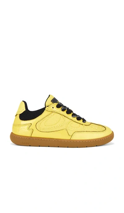 Ganni Yellow Synthetic Leather And Fabric Sneakers In Yellow