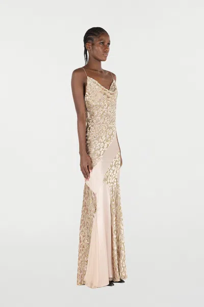 Roberto Cavalli Long Slip Dress With Leopard Print Pattern In Pink