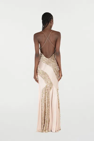 Roberto Cavalli Long Slip Dress With Leopard Print Pattern In Pink