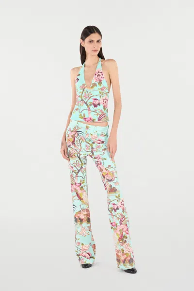 Roberto Cavalli Top With Floral Print In Multi