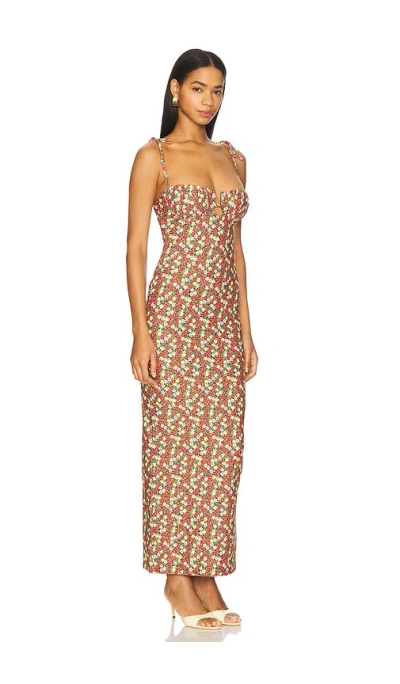 Montce Petal Long Slip Dress In Brown