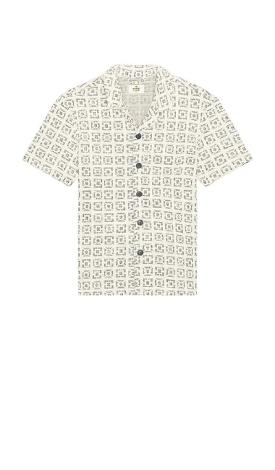 Marine Layer Archive Cam Jacquard Resort Shirt In White