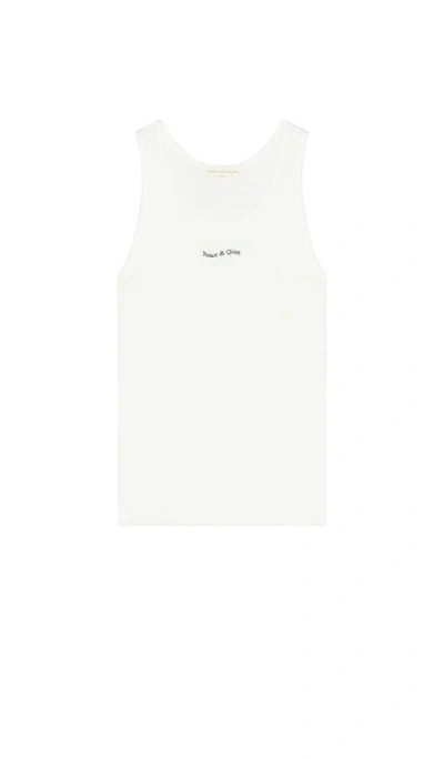 Museum Of Peace And Quiet Wordmark Ribbed Tank Top In White