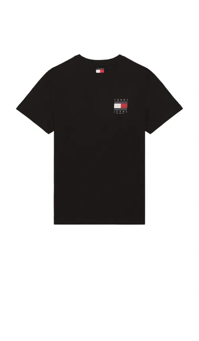 Tommy Jeans Oversized Melange Flag Tee In Black