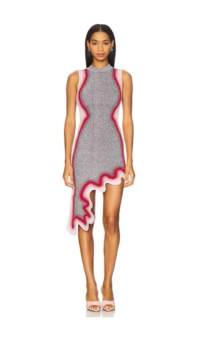 Ph5 Hailey Reflective Wavy Asymmetric Dress In Multi