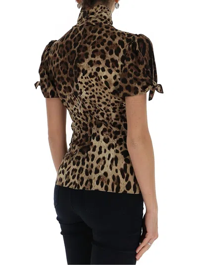 Dolce & Gabbana Knotted Leopard-print Shirt In Animal Print