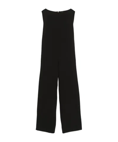 Herno Back Strapless Jumpsuit With Bow On The Back In Black
