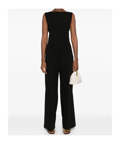 Herno Back Strapless Jumpsuit With Bow On The Back In Black