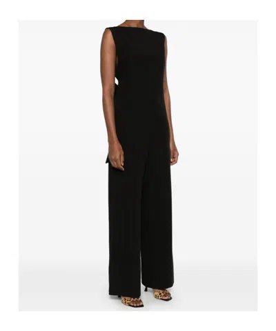 Herno Back Strapless Jumpsuit With Bow On The Back In Black