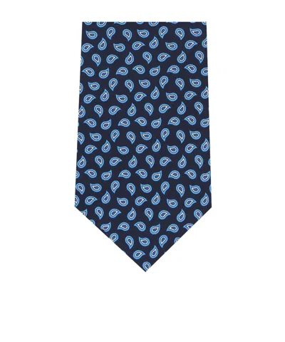 Zegna Patterned-jacquard Silk Tie In Blue