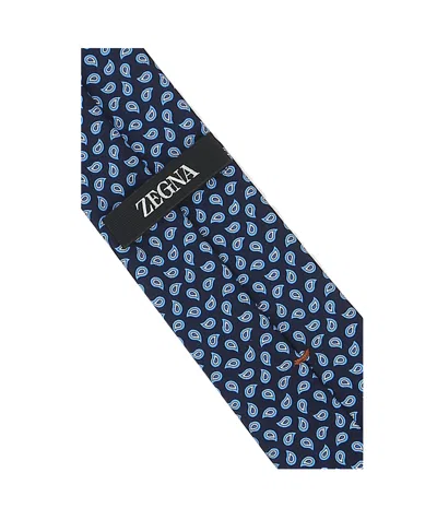 Zegna Patterned-jacquard Silk Tie In Blue