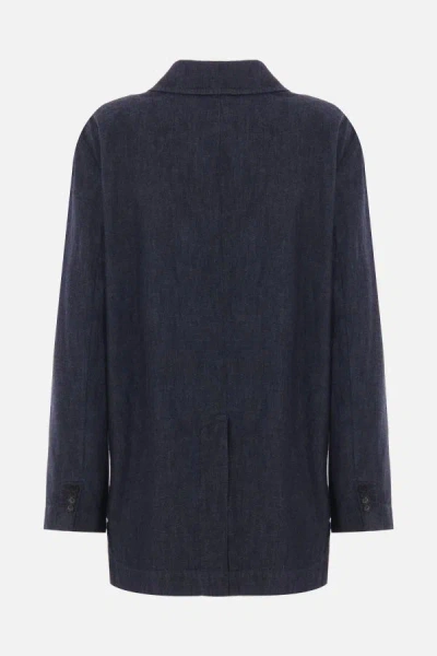 Aspesi Double-breasted Denim Blazer In Blue