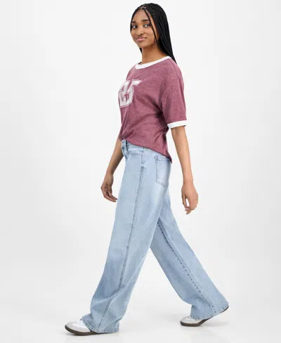 Celebrity Pink Juniors' High Rise Baggy Wide-leg Curvy Jeans In Blue