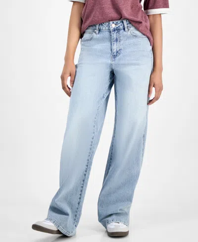 Celebrity Pink Juniors' High Rise Baggy Wide-leg Curvy Jeans In Blue