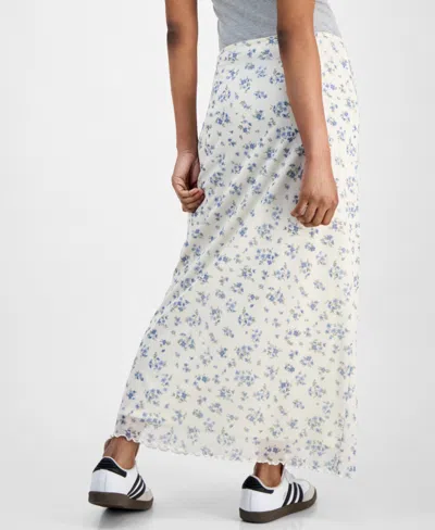 Hippie Rose Juniors' Floral-print Maxi Skirt In White