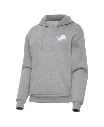 Antigua Heather Gray Detroit Lions Victory Pullover Hoodie In Gray