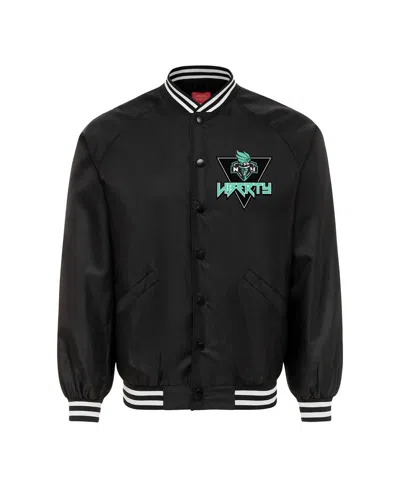 Sportiqe Men's And Women's Black New York Liberty Rock Roll Collection Ringo Satin Raglan Full-snap Bomber Ja