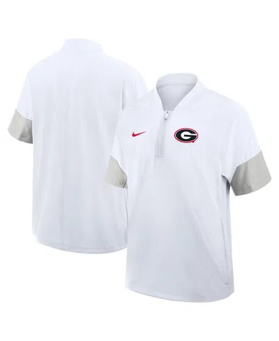 Nike Men's White Georgia Bulldogs 2025 Sideline Short Sleeve Quarter-zip Coach Jacket In White