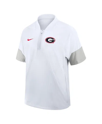 Nike Men's White Georgia Bulldogs 2025 Sideline Short Sleeve Quarter-zip Coach Jacket In White