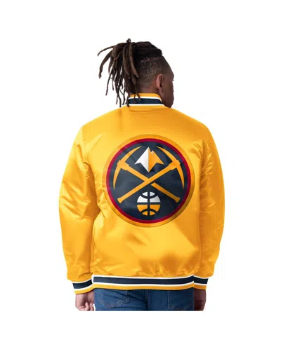 Starter Men's Yellow/navy Denver Nuggets Reversible Satin Full-snap Varsity Jacket In Yellow