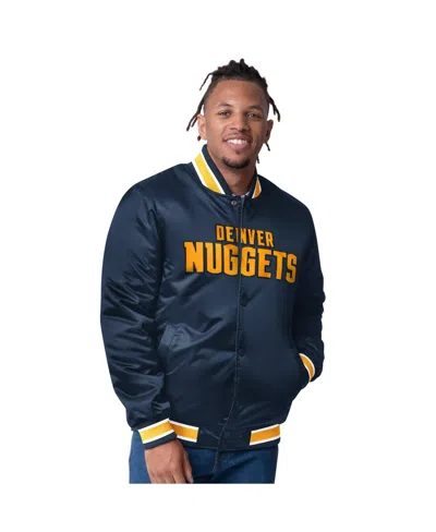 Starter Men's Yellow/navy Denver Nuggets Reversible Satin Full-snap Varsity Jacket In Yellow