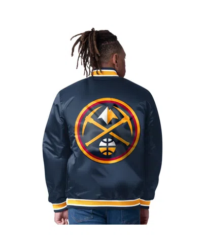 Starter Men's Yellow/navy Denver Nuggets Reversible Satin Full-snap Varsity Jacket In Yellow