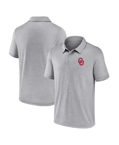Fanatics Men's Gray Oklahoma Sooners Striated Primary Logo Polo Shirt In Gray
