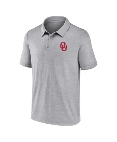 Fanatics Men's Gray Oklahoma Sooners Striated Primary Logo Polo Shirt In Gray