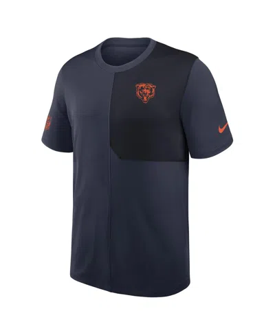 Nike Navy Chicago Bears Sideline Uv Performance Coach Shirt In Blue