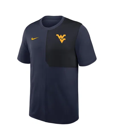 Nike Navy West Virginia Mountaineers 2025 Sideline Uv Performance Coach T-shirt In Blue
