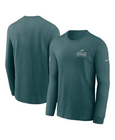 Nike Midnight Green Philadelphia Eagles Sideline Performance Long Sleeve T-shirt In Green
