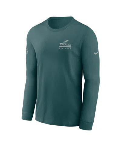 Nike Midnight Green Philadelphia Eagles Sideline Performance Long Sleeve T-shirt In Green