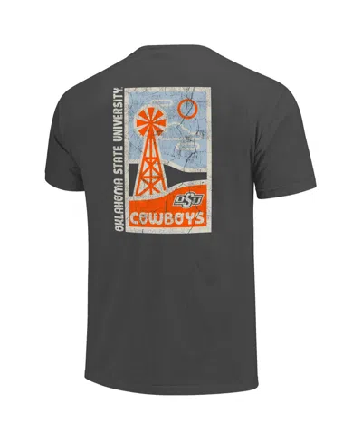 Image One Men's Graphite Oklahoma State Cowboys Comfort Colors Minimal Vista Distressed Graphics T-shirt In Gray