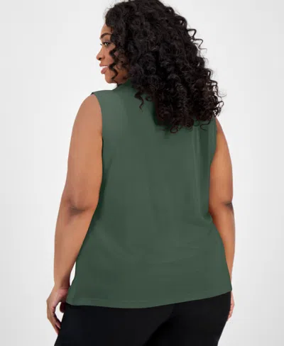 Kasper Plus Size Twist-front Shell Top In Green