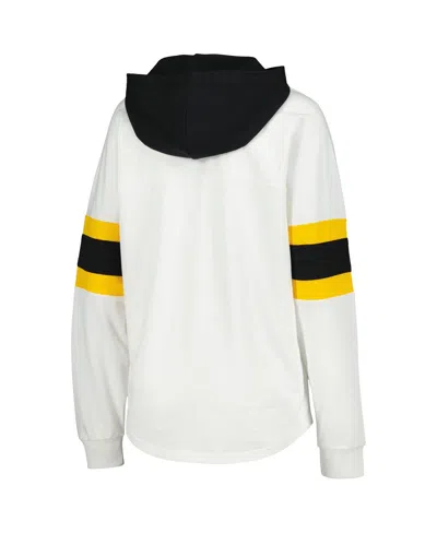 G-iii 4her By Carl Banks Women's White/black Pittsburgh Penguins Goal Zone Long Sleeve Lace-up Hoodie T-shirt In White
